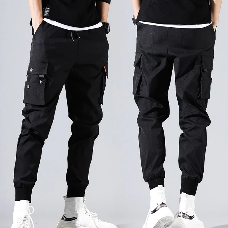 Boy Multi Pockets Cargo Harem Pants Streetwear Hip Hop Black Gray Casual Male Joggers Trousers Fashion Harajuku Men Punk Pants