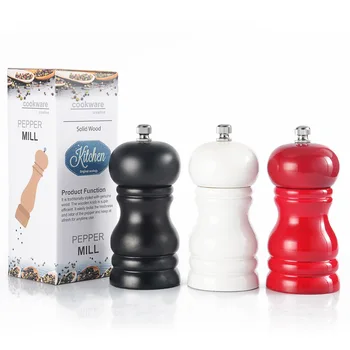 

4 inch Manual Wood Pepper Mill Salt&Pepper Grinder Household Wood Salt And Pepper Mill Multi-purpose Cookware