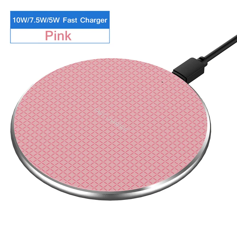 Pink QI Беспроводное зарядное устройство для huawei Mate20 Pro P30 iPhone Xs Max X 8 Plus 10 Вт Быстрая зарядка для samsung Note 9 Note 8 S10 Plus - Тип штекера: Pink