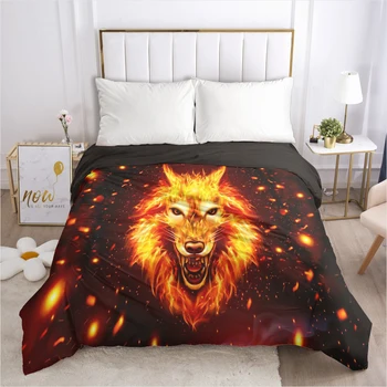 

1PCS 3D Duvet Cover with Zipper Comforter/Quilt/Blanket Cover 240x220 210x210 3D Nordic Bedding Fire wolf Customize size design