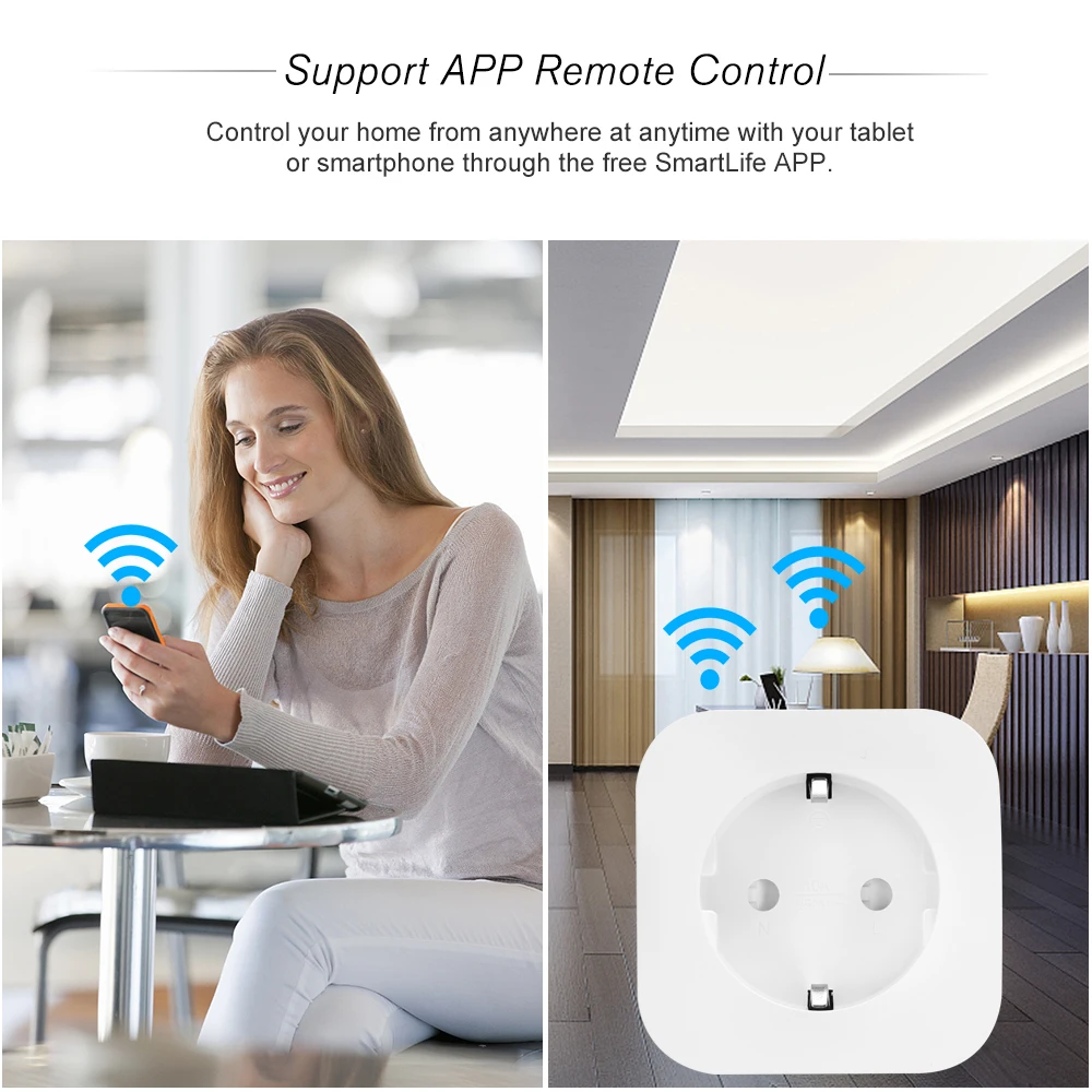 Мини Смарт Wi-Fi розетка ЕС Тип F дистанционное управление по смартфону Функция синхронизации Голосовое управление Умный штекер для Alexa Google Home