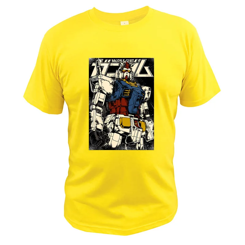 Цвет: желтый RX-78-2 Gundam T Shirt Mobile Suit Robot Digital Print EU Size Breathable Soft Japanese Anime Tee Tops Retro Tshirt - Цвет: Цвет: желтый
