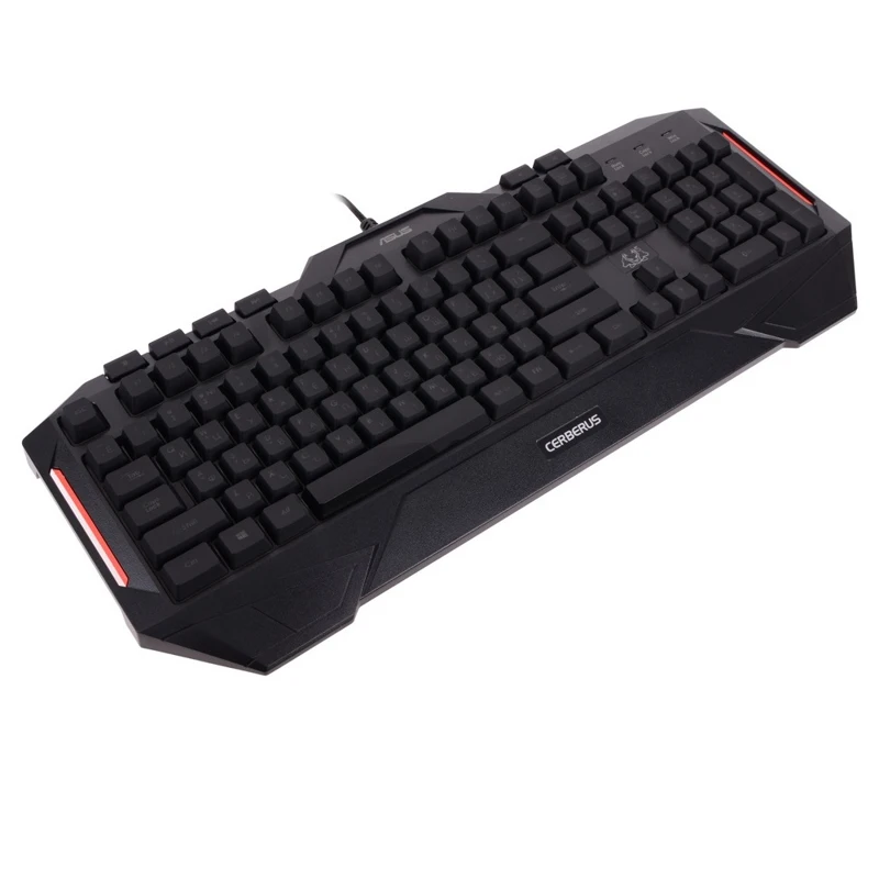 Клавиатура ASUS Cerberus Black 90YH00R1-B2RA00 проводная, мембранная, подсветка клавиш, USB, защита от брызг, цвет: черный