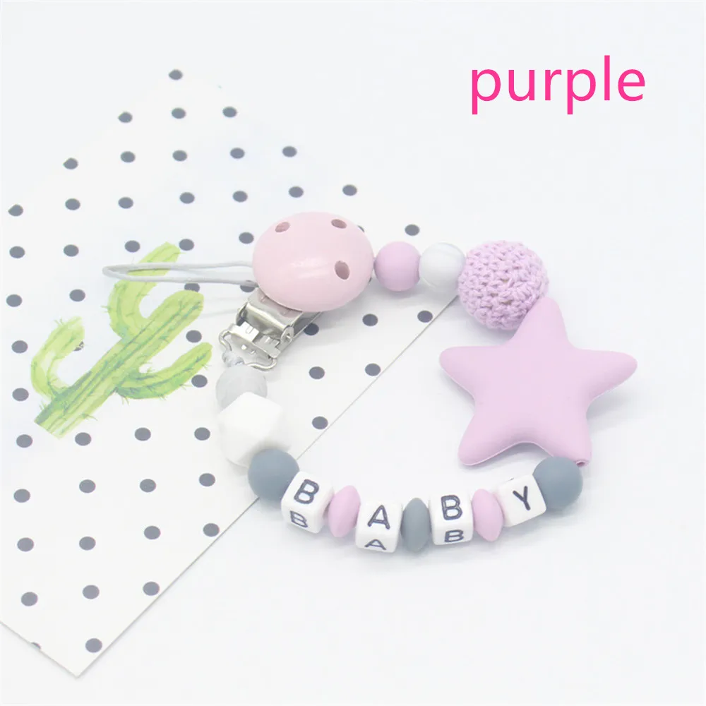 Style 1 - purple Новая силиконовая Детская Соска-пустышка с зажимом, красочная цепочка для соски для детей, Прорезыватель для зубов, жевательная игрушка, зажимы для пустышки, нескользящая ниппельная веревка - Цвет: Style 1 - purple