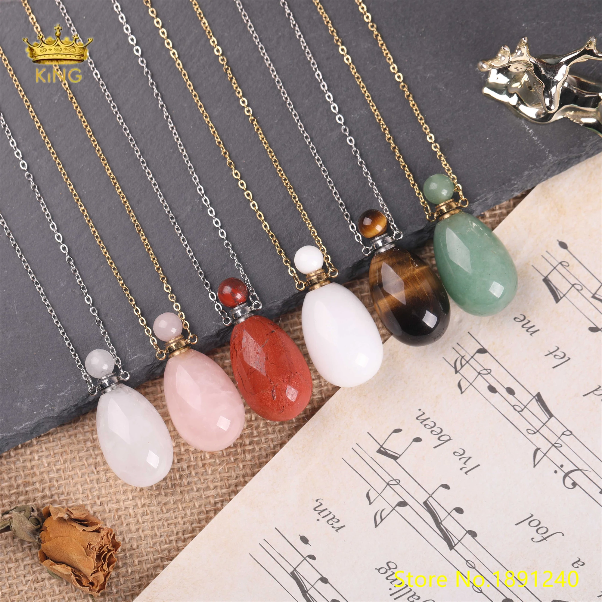 King Natural Topaz Fragrance Water Bottle Pendant Necklace Dongling Jade Powder Crystal Egg Oil Diverging Bottle Jewelry Chain Pendants Aliexpress