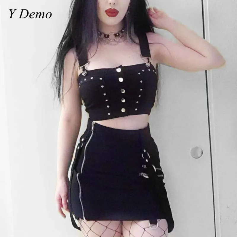 

New Sexy Short Rivets Vest Casual Buttons Tank Tops