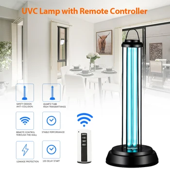 

38W 220v UV Sterilizer Light Lamp Germicidal Light Timer Remote Control UVC Ultraviolet Disinfection Light Ozone Quartz lamp