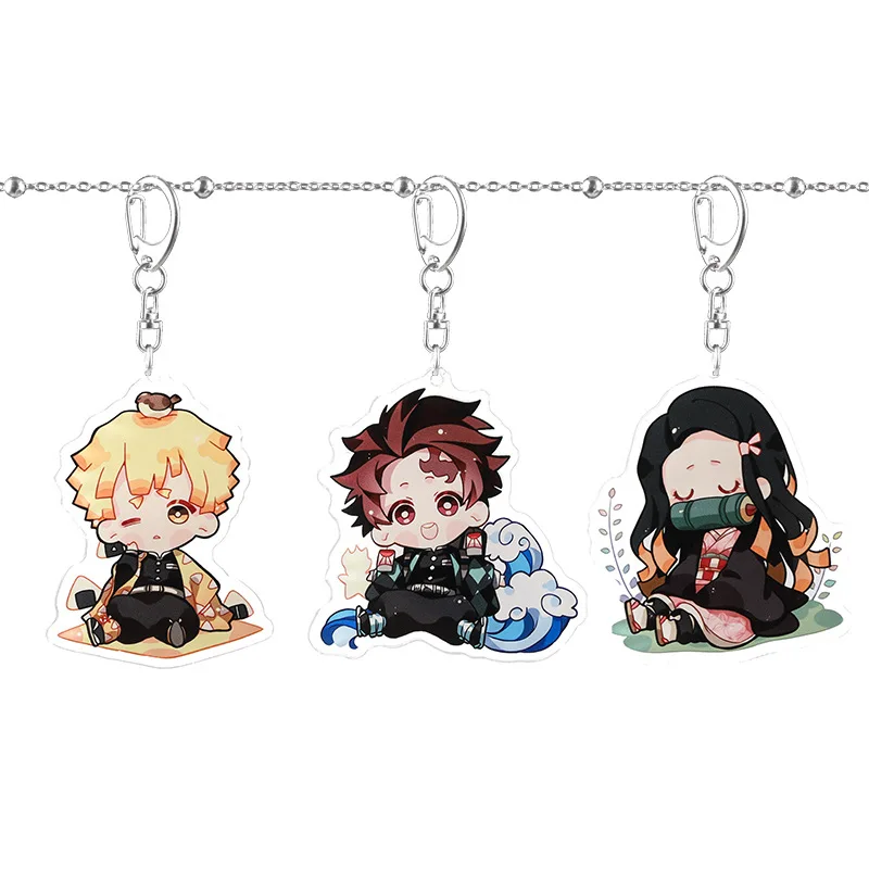 Demon Slayer Kimetsu No Yaiba Tomioka Giyuu брелок мультяшный аниме акриловое кольцо для ключей женские детские брелоки для мужчин и девочек милый брелок