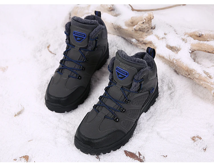 Mens Boots Non-slip Walk Shoes Men Ankle Snow Boots Fashion Fur Sneakers Winter Keep Warm Work Shoes Rubber Comfort Footwear