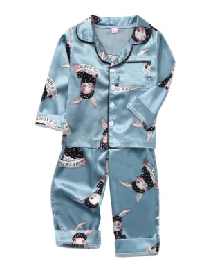 Г. Осенние детские пижамные комплекты пижамный комплект из 2 предметов с героями мультфильмов для маленьких мальчиков и девочек, одежда для сна топы с карманами, Шелковые штаны на пуговицах - Цвет: D