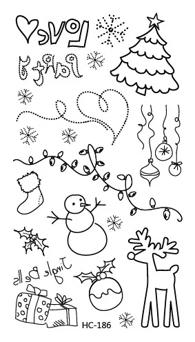 Водонепроницаемая временная татуировка Санта Клаус Рождественская елка подарок снег тату флэш-тату поддельные татуировки одежда для детей девочек 4 - Цвет: Монохромный