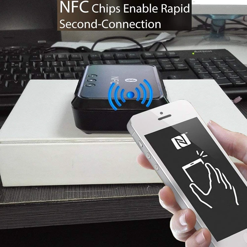 Bluetooth 4,1 музыкальный приемник, с поддержкой NFC, 3,5 мм/RCA стерео выход, Bluetooth аудио приемник адаптер для домашней стерео звуковой системы, W