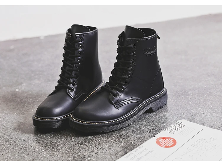 Женские зимние ботинки; Botas mujer; женские Ботинки martin из натуральной кожи; модная зимняя теплая обувь; женские мотоциклетные ботильоны