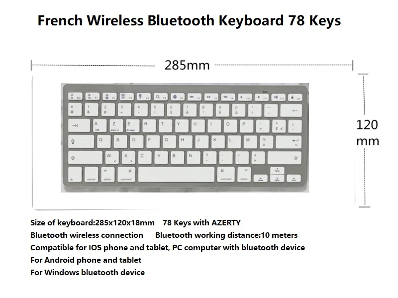 Teclado sem Fio Teclas para Ios Teclado para Ipad Francês Bluetooth Teclado Android Tablet Magro pc Windows 78 - Imagem 5