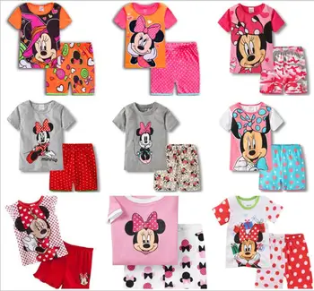 

New Cotton Sleepwear Minne Suit for Male and Female Infants Cartoon Minne Princess Cool and Air-breathable Girls Leisure Suit
