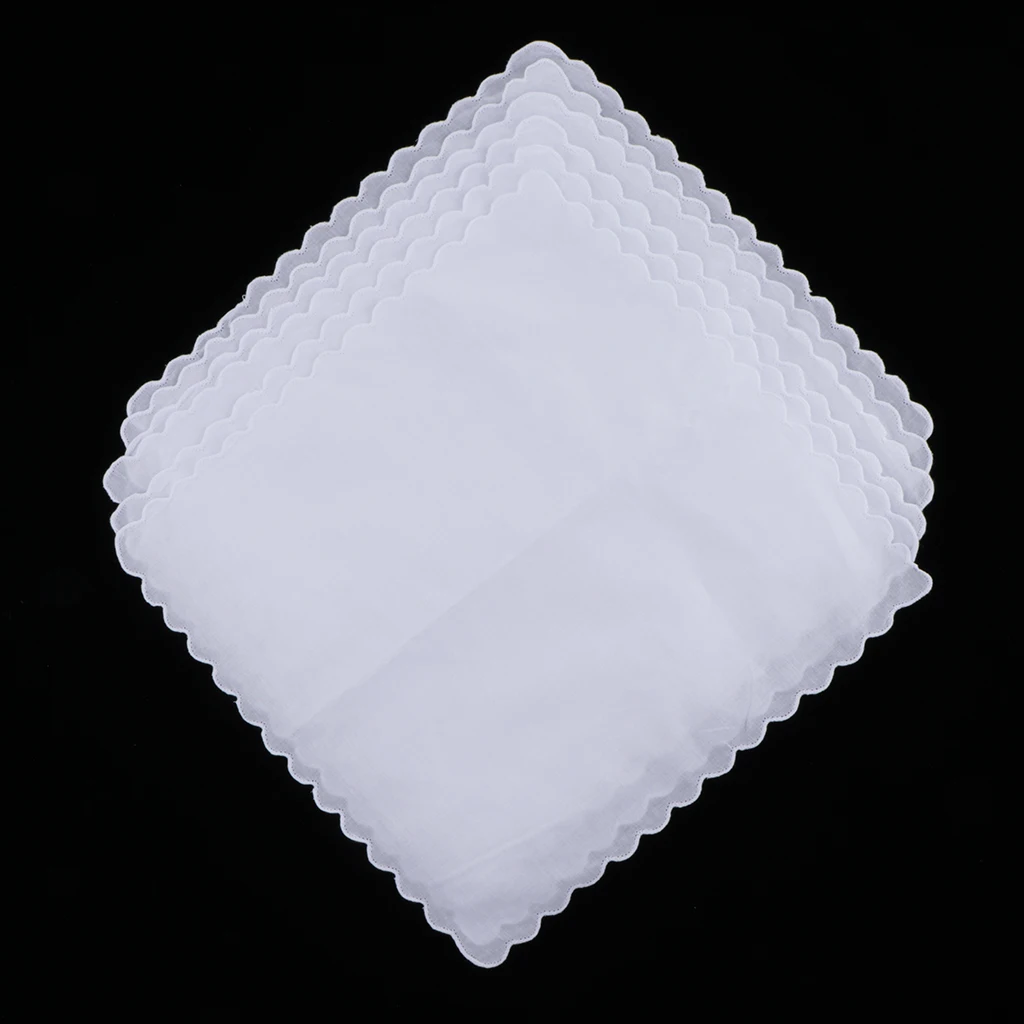 6x DIY Ladies White Hankies Party Wedding Handkerchiefs 100% Cotton Hanky Solid white blank design meet your DIY craft needs