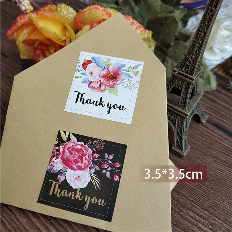 1200 шт./лот цветок квадрат спасибо только за вас Печать Клейкая наклейка DIY посылка запечатывание этикеток наклейка Скрапбукинг для подарка - Цвет: thank you