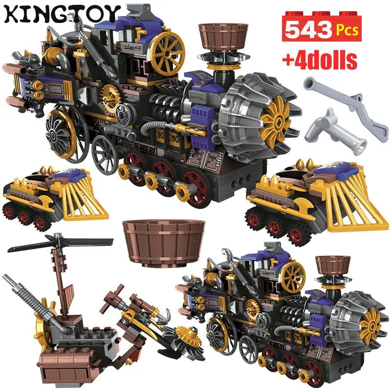 

543pcs City Creator the Age of Steam Trains Building Blocks Sets Military Figures DIY Bricks Toys 1706979