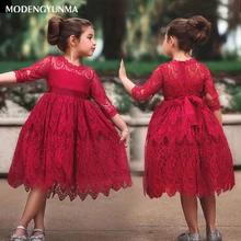 Nerlero/Детские летние белые платья для маленьких девочек праздничный костюм с длинными рукавами для выпускного бала Пышное танцевальное платье для девочек, кружевное многослойное платье-пачка