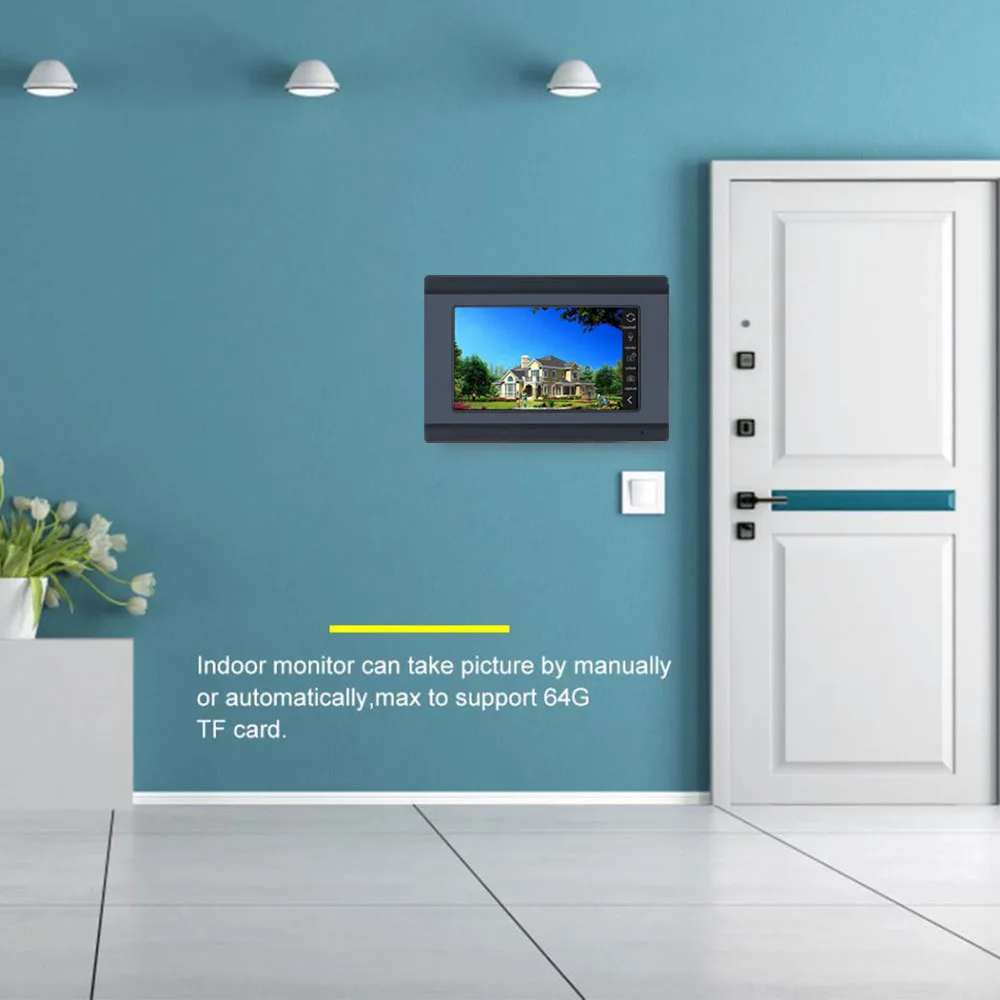 1080P 7 Inch Wireless/WIFI Smart IP Video Doorbell Intercom System with 3 Night Vision Monitor+ 2 Camera