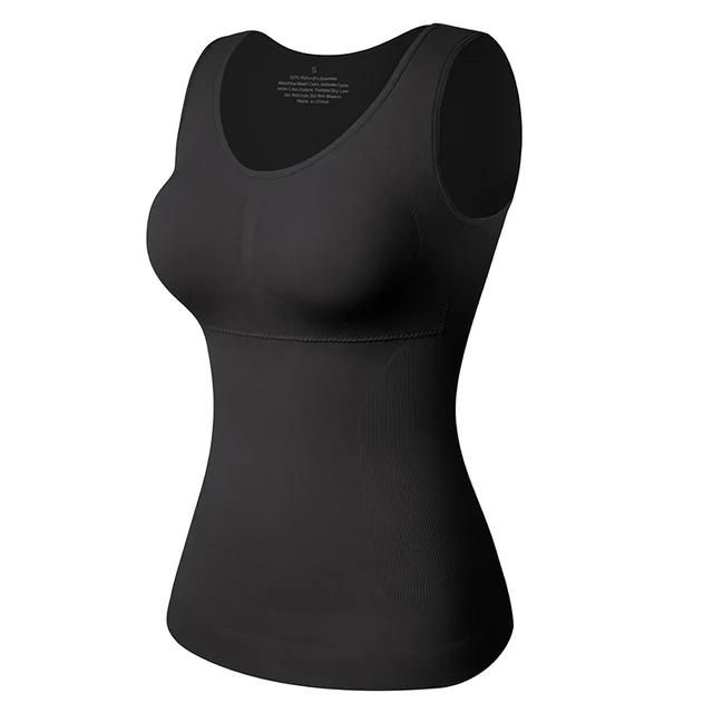 KUAILEY Tank Tops with Built-in Bra,Womens Adjustable Strap Stretch Cotton  Camisole with Built-in Padded Shelf Bra (M, Black) : : Clothing,  Shoes & Accessories