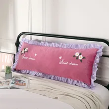 Хрустальный бархатный розовый чехол для подушки с краем листа лотоса, вышивка, милый сон, с буквенным узором, чехол для подушки, модный простой стиль
