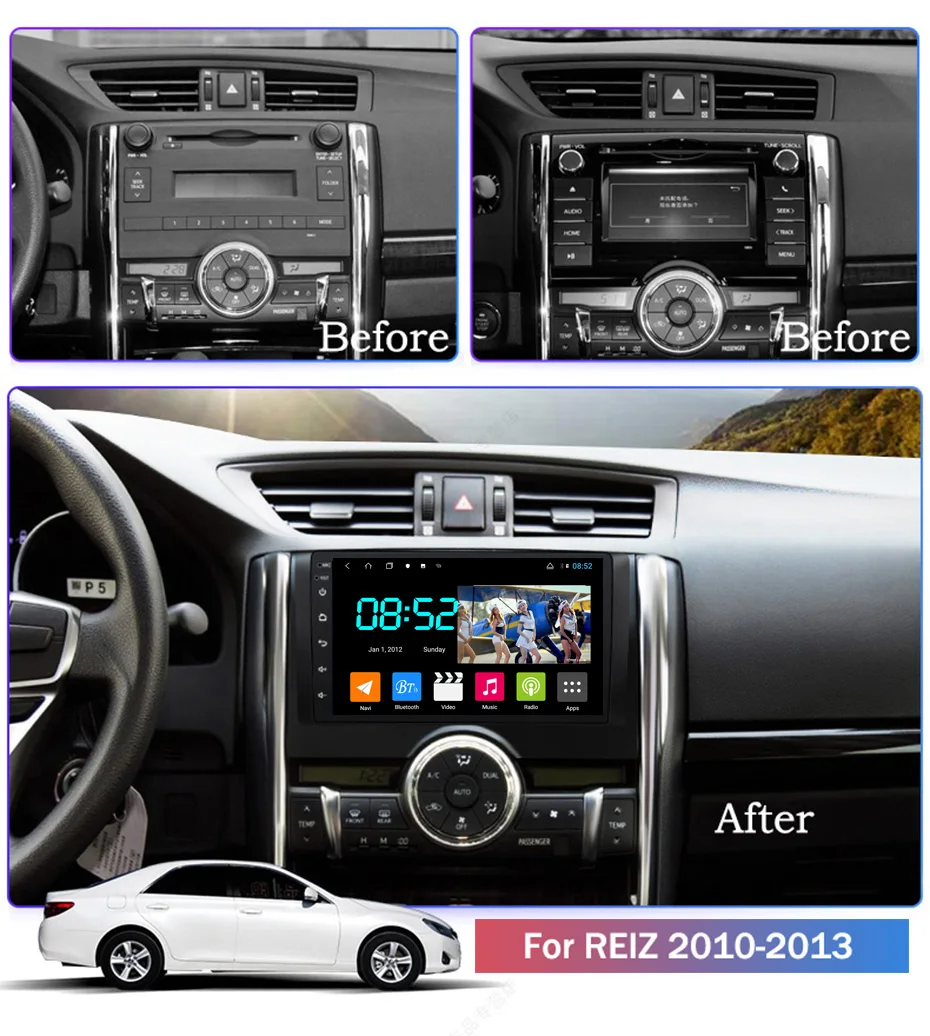 Android 8,1 автомобильный DVD 1din мультимедиа Navi система для Toyota eiz 2010-2013 Автомобильный gps навигатор головное устройство BT SWC wifi
