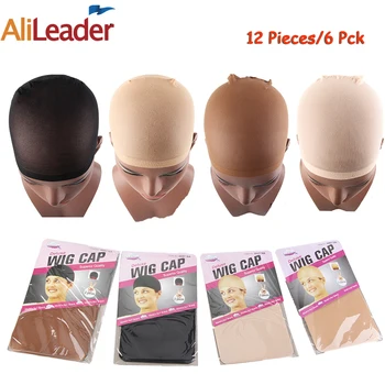 

Alileader 12Pcs High Quality Wig Cap Brown Stocking Cap For Lace Front Wigs Wig Caps Stocking Elastic Liner Mesh For Making Wig