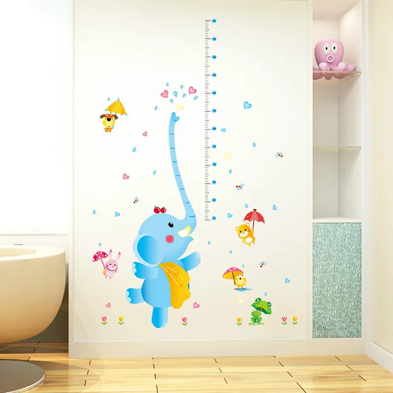 New Style Wall Stickers Manufacturers Wholesale New Style Baby Elephant Water Spouting Height Stickers CHILDREN'S Room Removable