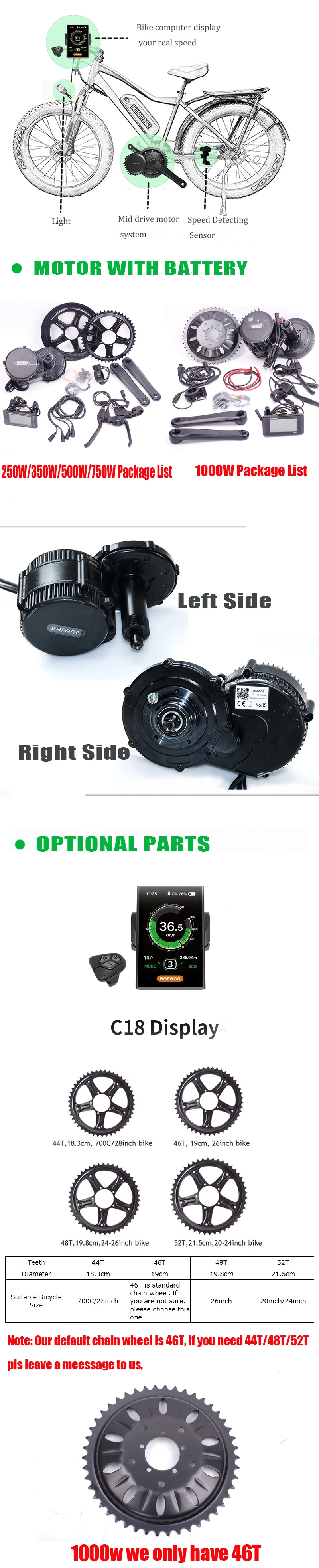 BBS02B BBS02 BBSHD 48V 500 W/750 W/1000 W Средний привод электродвигателя комплект с 48V 22.4AH 24.5Ah литий-ионный аккумулятор вниз трубки, фара для электровелосипеда в Батарея