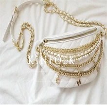 Сумочки с цепочкой знаменитости с той же модной сумкой чехол жемчужный иностранный стиль Наклонный грудь женская сумка