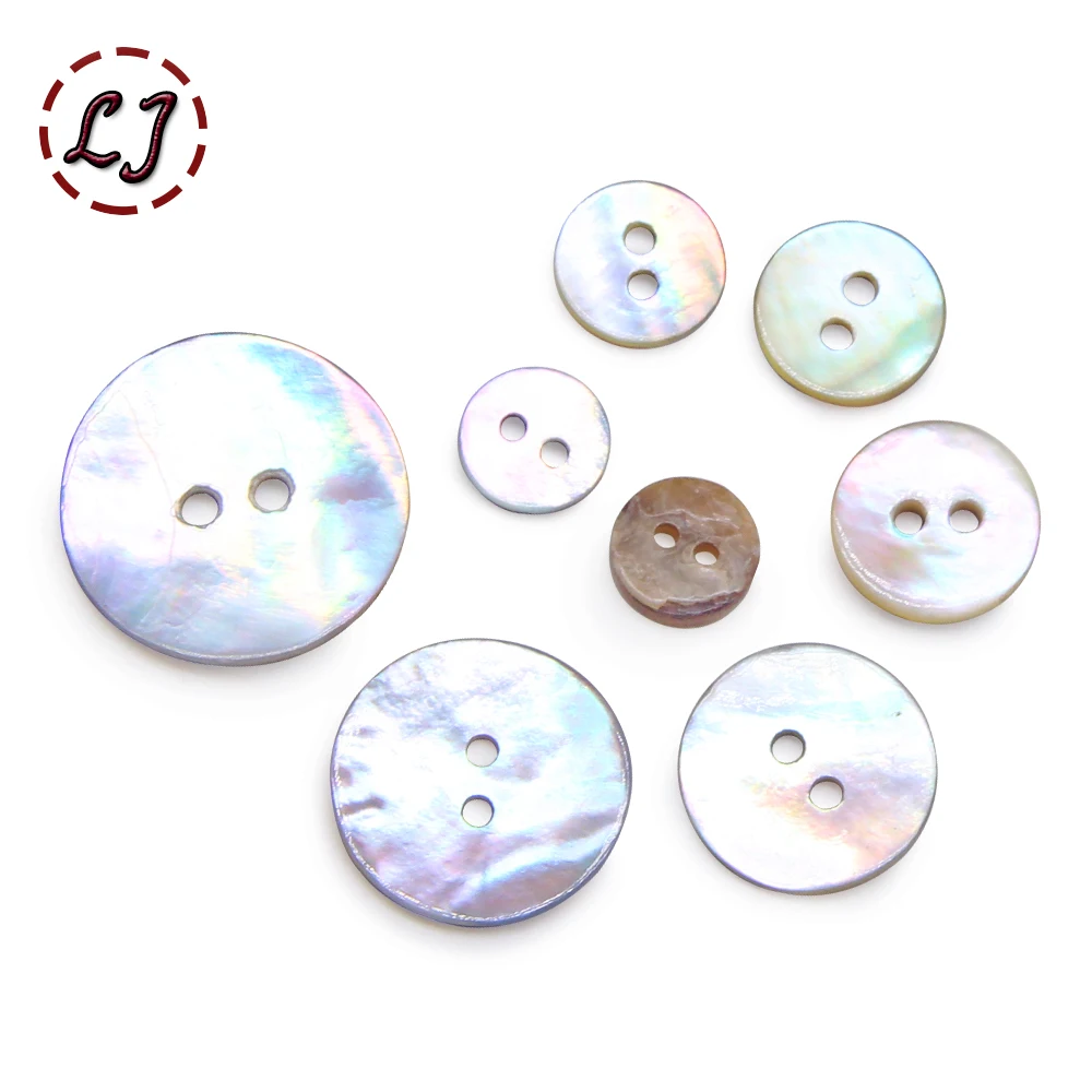 New 30pcs/lot Natural Shell Sewing Buttons Color Mother of Pearl MOP Round Shell 2 Hole Button garment Sewing Accessories DIY 3