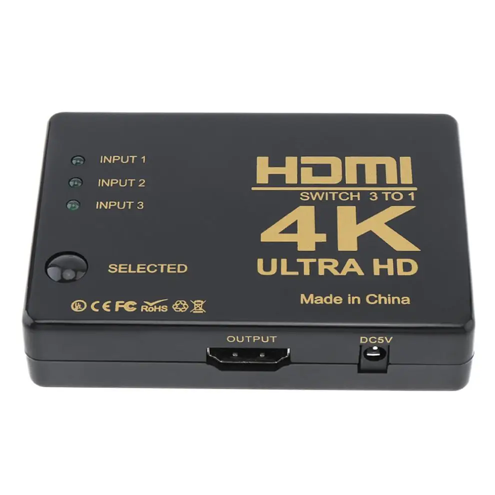 4K Ultra HD HDMI переключатель 3 в 1 коммутатор сплиттер коробка конвертер адаптер подходит для DVD/HDTV/Xbox/PS3/PS4/Xiaomi