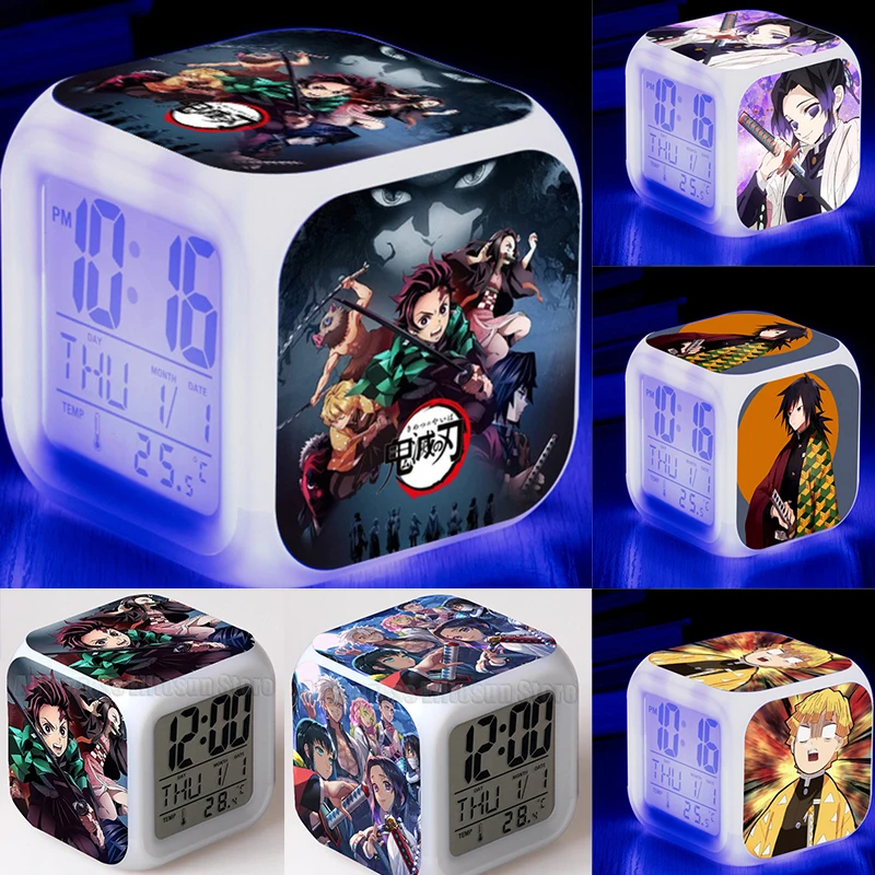 

Homhi Anime Alarm Clock Night Light Demon Slayer Lamp Zenitsu Agatsuma Kamado Nezuko Sumijiro Discoloration Bedroom Deco HNL-158