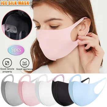 

Breathable Face Mask Dustproof Summer Ice Silk Cotton Fabric Facial Mask Can Be Washed By 5PC Mascarilla Reutilizable#YL5