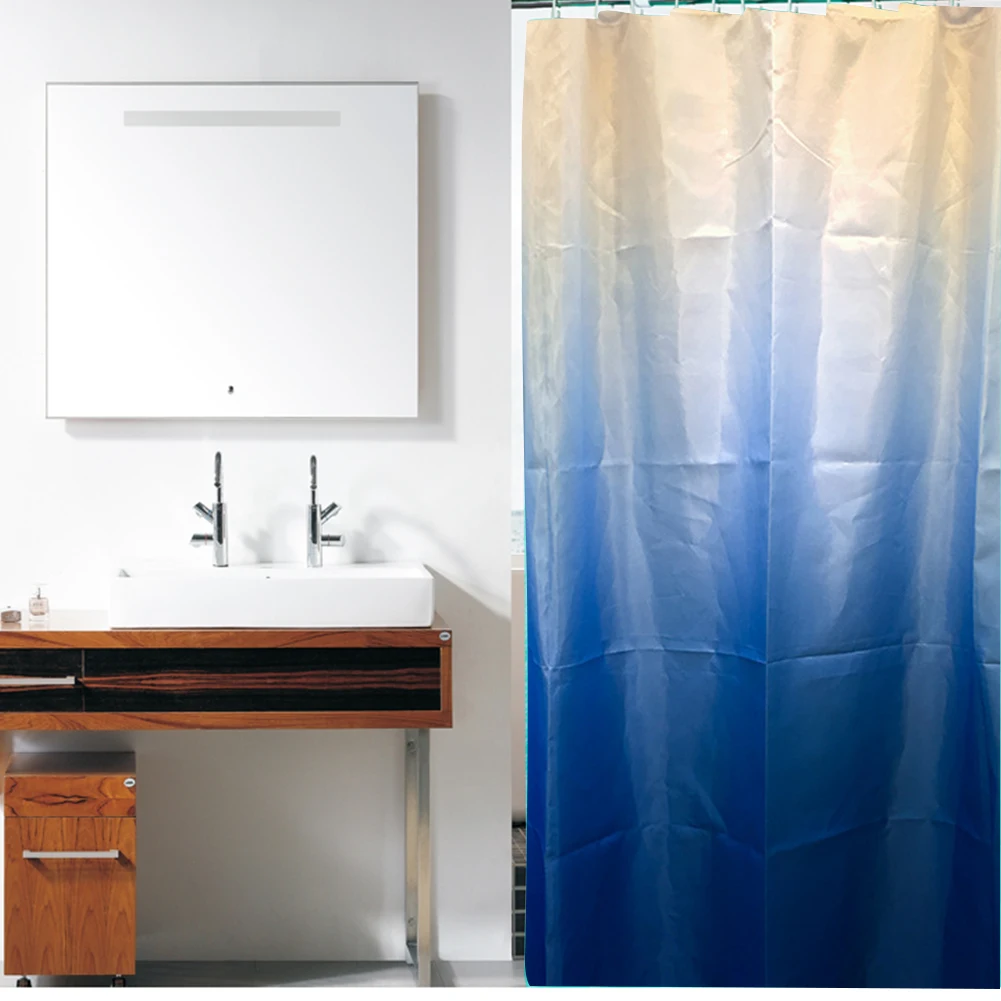 Защита от плесени, градиентный принт, для ванной, водонепроницаемый, полиэстер, ткань, ванна для ванной комнаты с крючками, аксессуары занавеска для душа, Современная