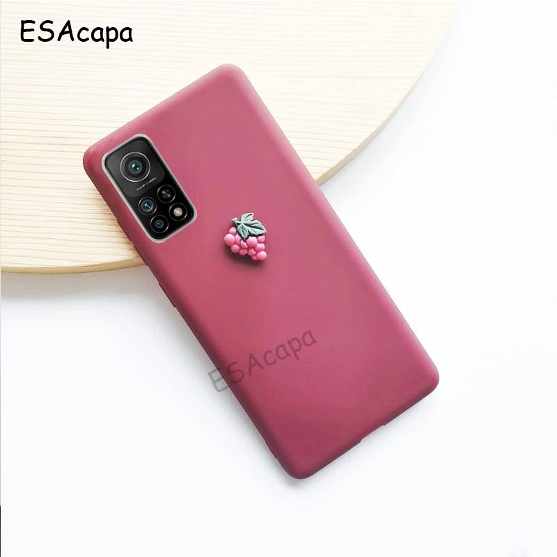 For Xiaomi Mi 10T Case 3D DIY Cute Friut Matte Soft Phone Case For Xiaomi Mi 10T Pro Candy Color Shockproof Silicone Back Cover xiaomi leather case chain