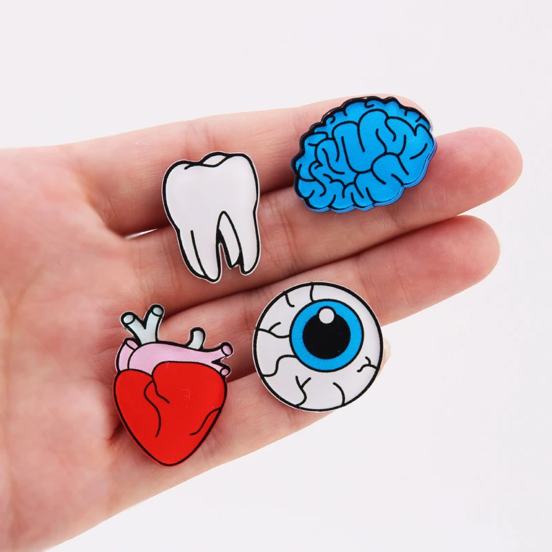 Broche De Dibujos Animados Con Forma De Corazon Para Mujer Broche De Color Coreano Gotas De Cuerpo Humano Ojos Cerebro Diente Insignia Broches Aliexpress