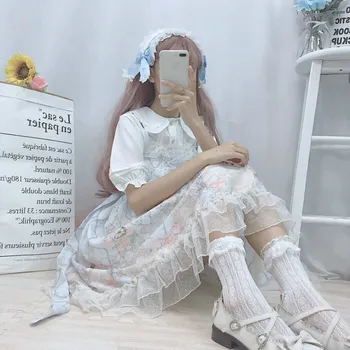

2020 lolita dress sweet cute kawaii women shirt princess maid vintage gothic fairy dress lolita skirt sweet