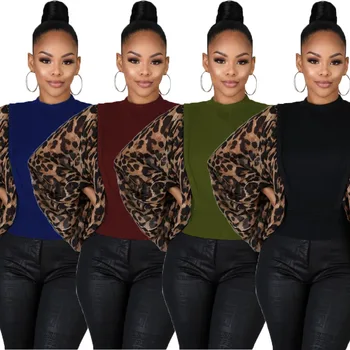 

Autumn Winter Women Hoodie Sweatshirt Leopard Patchwork Sleeve Plus Size Hoodies Sweatshirts