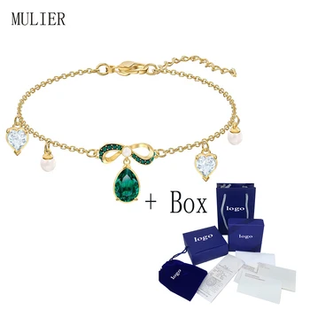 

MULIER 19 Black Baroque series Gorgeous Exquisite green Bow Water Drop Decoration 5490981 Bracelet Mom Gifts Superior Choice