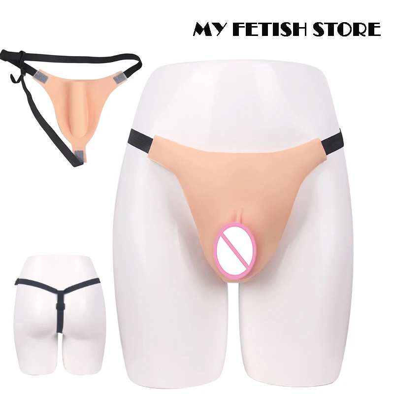 

Silicone T-back Panty Realistic Camel toe briefs With Fake Vaginal For Crossdresser Male To Female CD Cosplay Underwear