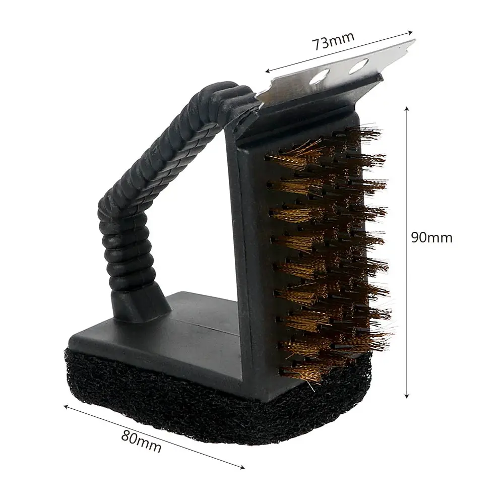 NICEYARD HILIFE 3 in 1 Corner Copper Wire Brush Steel Wire Sponge Shovel BBQ Cleaning Brush BBQ Tool Barbecue Grill Cleaner