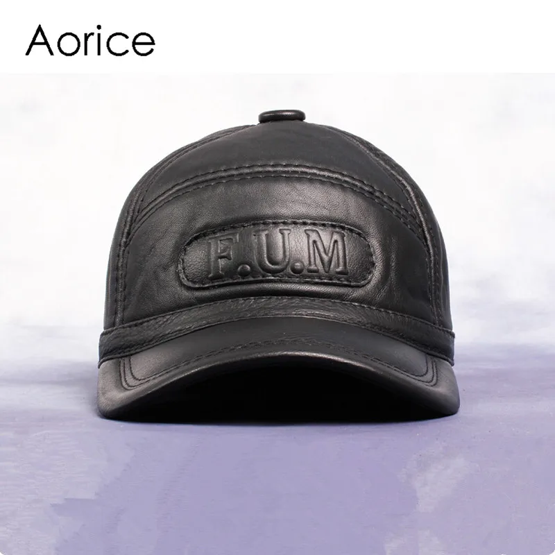 black leather baseball cap mens