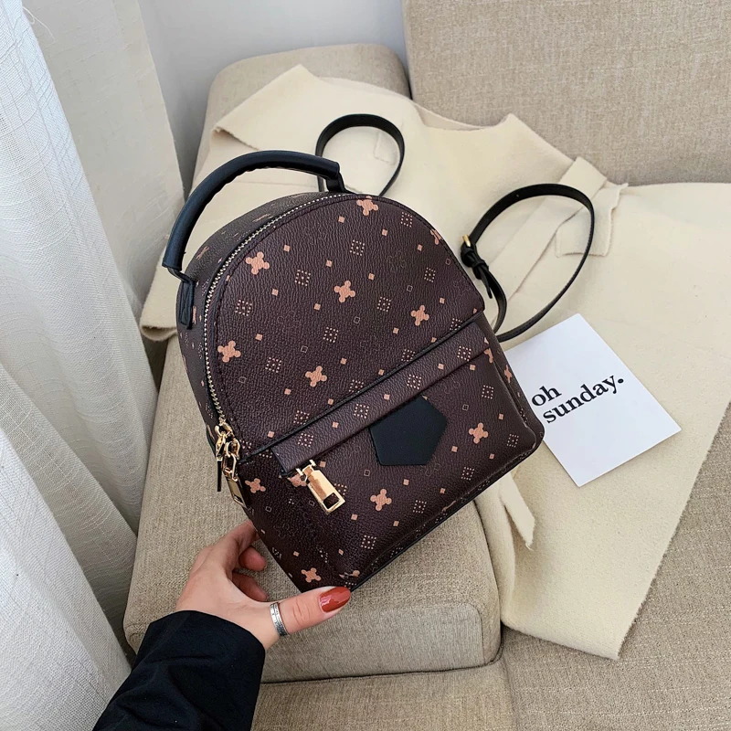 Polka Dot Brown Индивидуальная осенняя и зимняя коллекция, Модный женский рюкзак, Студенческая ветряная новая Цветочная сумка на плечо - Цвет: Polka Dot Brown