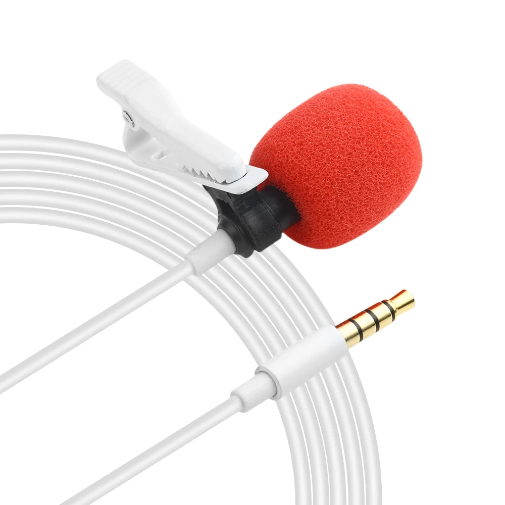6M Omni-directional Clip-on Lavalier Microphone for iPhone Samsung Huawei Laptop for Canon Sony Nikon for Interview Recordingg