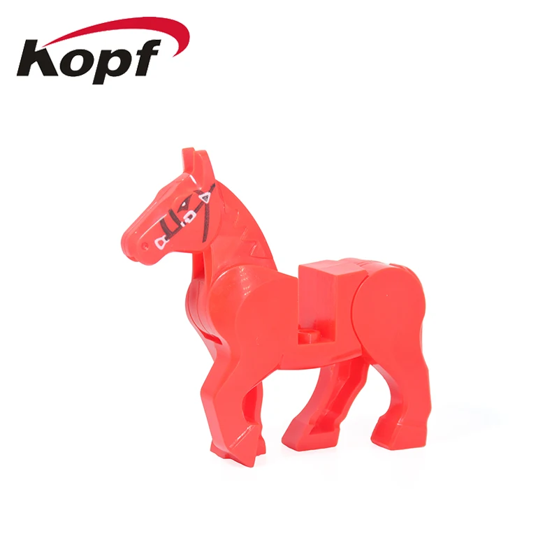 Одиночная Игра престолов белый, синий, желтый, красный, зеленый, коричневый конь кирпичи экшн строительные блоки лучшие детские подарочные игрушки KF1049 - Цвет: Red Horse No Box