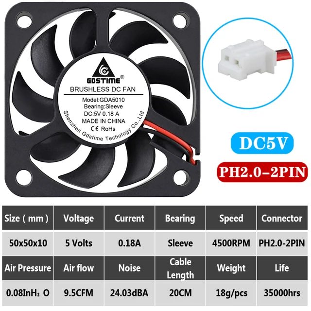 2pcs Gdstime 5cm 5010 5v 12v 24v Axial Cooling Fan 50mm Ball Bearing 50x50x10mm Pc Laptop Computer Cooler Heatsink Fans Fans Cooling Aliexpress 2pcs Gdstime 5cm 5010 5v 12v 24v Axial Cooling Fan 50mm Ball Bearing 50x50x10mm Pc Laptop Computer Cooler Heatsink Fans Fans Cooling Aliexpress