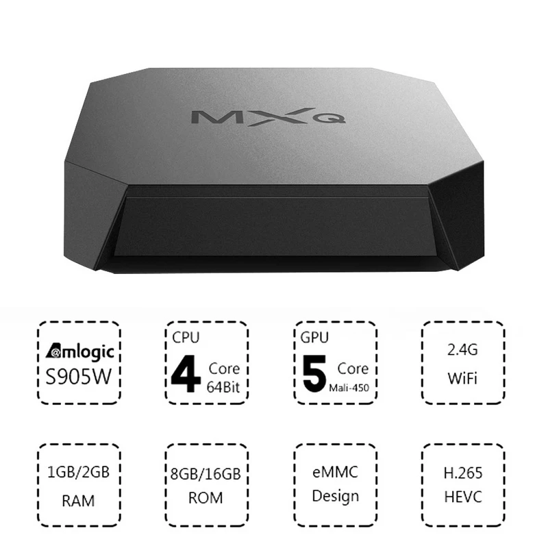 Умный блок для ТВ mxq PRO 4K Android 7,1 ТВ приставка Amlogic S905W Core 2 Гб 16 Гб H.265 4K PRO 2,4 ГГц WiFi медиаплеер телеприставка