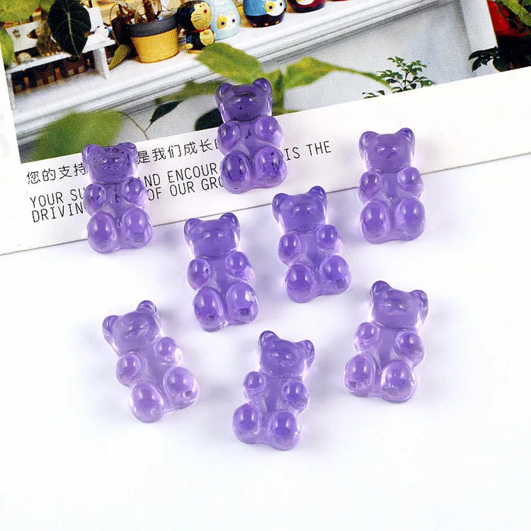 Light purple Bears 20-100 шт милые медведи плоское заднее плоское украшение из смолы цвет DIY ремесла поставки телефон нашивка в виде ракушки искусство материал детские игрушки аксессуары для волос - Цвет: Light purple Bears